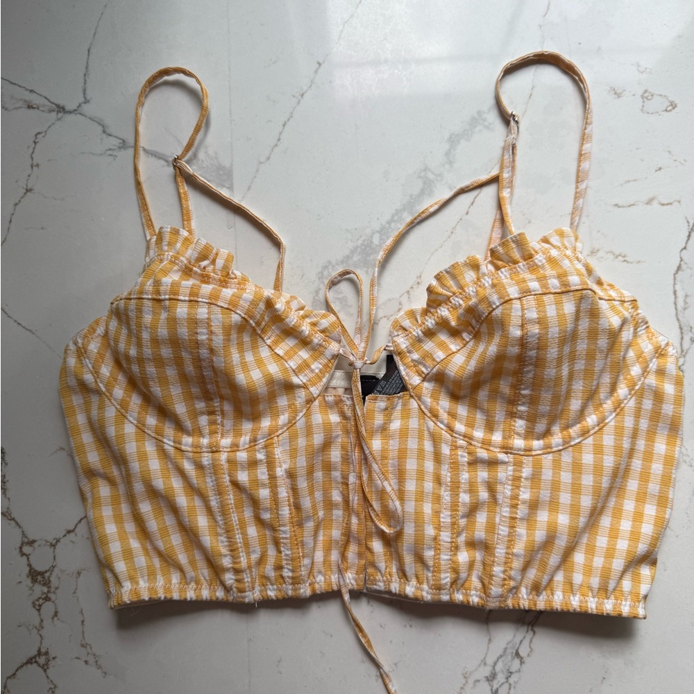 Urban outfitters Yellow Gingham Corset Top